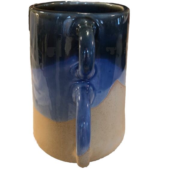 Mediterranean Blue Vase World Traveler Collection Ocean Stoneware Double Handle - Picture 4 of 6